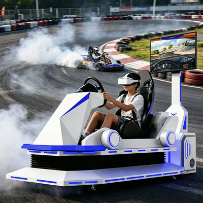 VR Karting Racing Car أسود أو أبيض 9D الواقع الافتراضي كارت محاكي لعبة تسلية آلة سباق محاكي الحركة