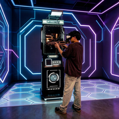 آلة محاكاة إطلاق نار VR تجارية رائجة البيع 9D لعبة إطلاق نار تفاعلية بالمسدس VR لمركز الألعاب