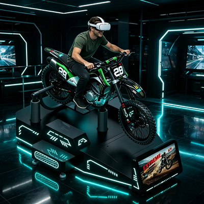 Extreme Off-Road Experience Commercial Single Player VR Mountain Motorcycle Game Machine With Sync Motion Feedback