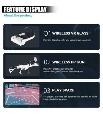 مساحة كبيرة VR في الداخل محاكي إطلاق النار المشي الحر والهجرة ساحة متعددة اللاعبين