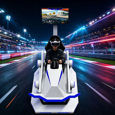 VR Karting Racing Car أسود أو أبيض 9D الواقع الافتراضي كارت محاكي لعبة تسلية آلة سباق محاكي الحركة