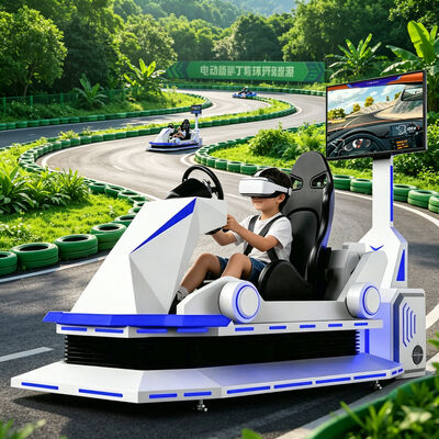 VR Karting Racing Car أسود أو أبيض 9D الواقع الافتراضي كارت محاكي لعبة تسلية آلة سباق محاكي الحركة