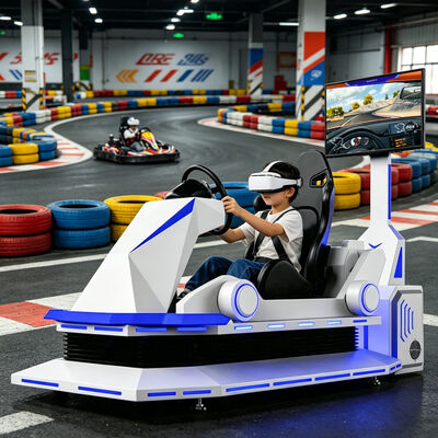 محاكي سباقات 9D Metal VR آلة لعبة كارتينج السيارات الداخلية مع تجربة القيادة في الواقع الافتراضي لمراحل المطار ومراكز التسوق