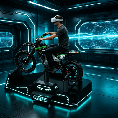 Commercial Single-Seater VR Mountain Motorcycle Simulator with Real-Time Motion Feedback